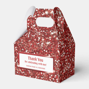 Faux Red Glitter Texture Look With Custom Text Favour Box