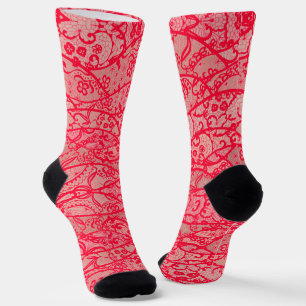 Faux Red Lace Fishnet Socks