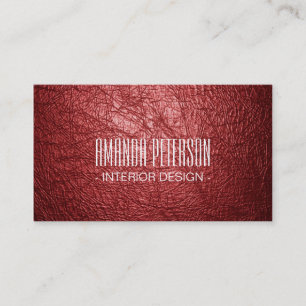 Faux Red Leather Designer Business Cards