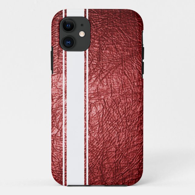 Faux Red Leather & White Stripe iPhone 5s Case (Back)