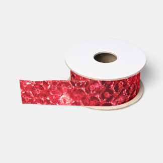 Faux Red Sequin Image Grosgrain Ribbon