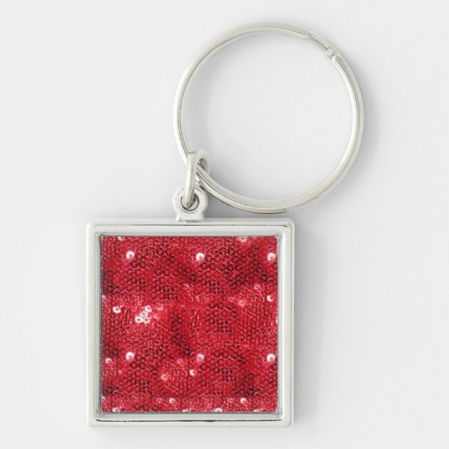 Faux Red Sequin Pattern Image Key Ring (Front)