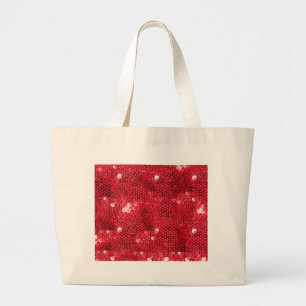 Faux Red Sequin Pattern Image Large Tote Bag