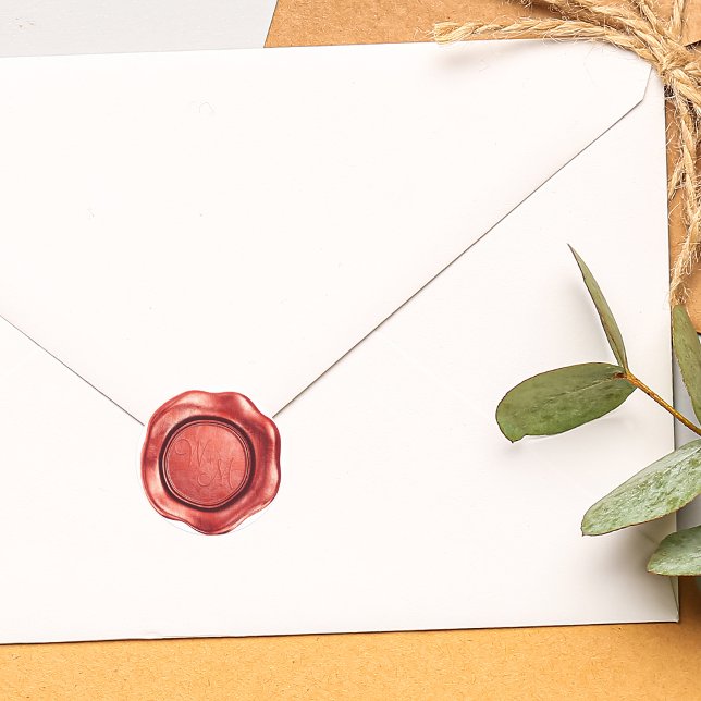 Faux Red Wax Initials Monogram Classic Round Sticker (Faux Red Wax Initials Monogram Classic Round Sticker)