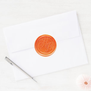 Faux Red Wax Wedding Monogram Envelope Seal