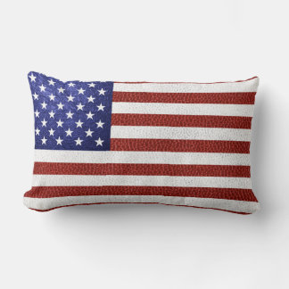 Faux Red White Blue Leather USA Flag Lumbar Cushion