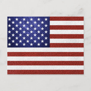 Faux Red White Blue Leather USA Flag Postcard
