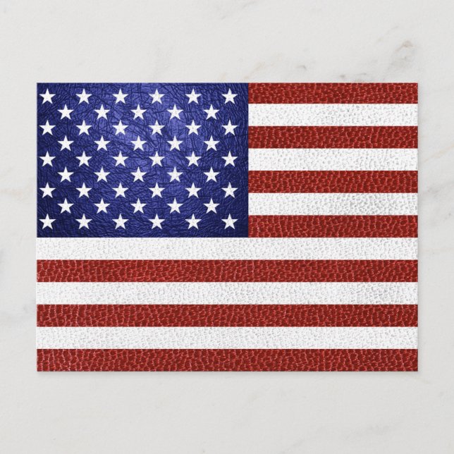 Faux Red White Blue Leather USA Flag Postcard (Front)