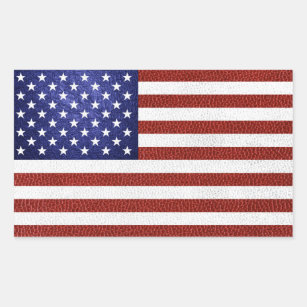 Faux Red White Blue Leather USA Flag Rectangular Sticker
