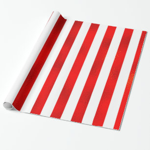Faux Red White Vertical Stripes “Candy Stripe” Wrapping Paper