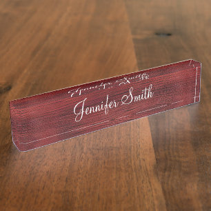 Faux Red Wood Nameplate