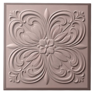 Faux Relief Dusty Rose Neoclassic Decorative Ceramic Tile
