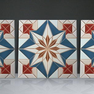 Faux Relief Floral Moroccan Tile Home Decor Accent