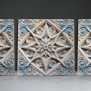 Faux Relief Floral Moroccan Tile Home Decor Accent