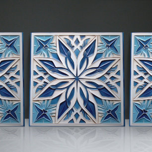 Faux Relief Floral Moroccan Tile Home Decor Accent