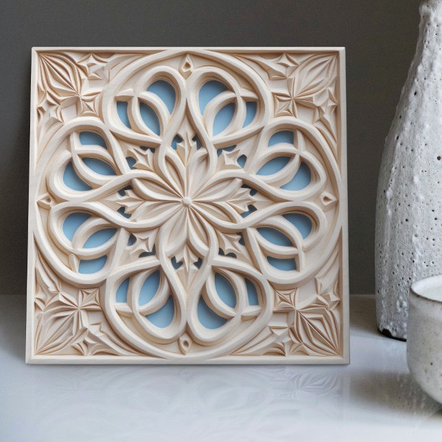 Faux Relief Floral Moroccan Tile Home Decor Accent (Creator Uploaded)
