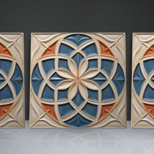 Faux Relief Floral Moroccan Tile Home Decor Accent