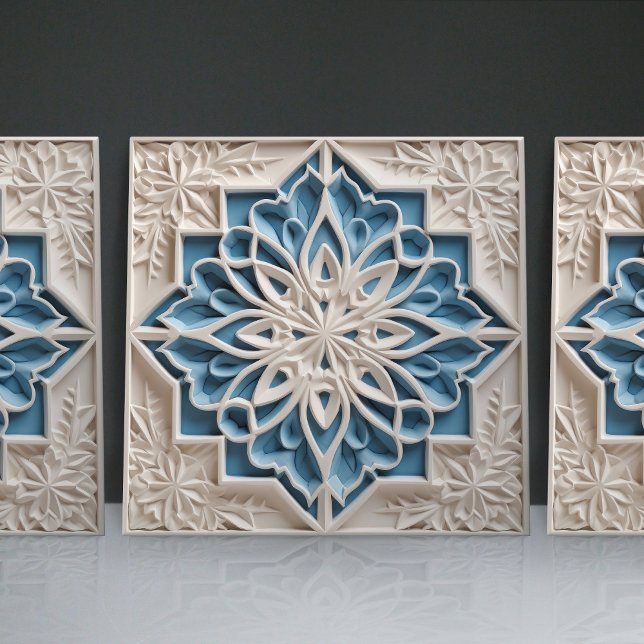 Faux Relief Floral Moroccan Tile Home Decor Accent (Creator Uploaded)