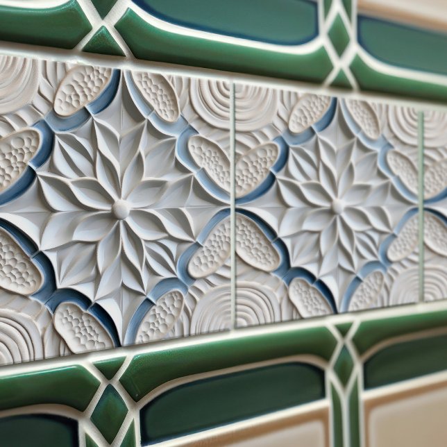 Faux Relief Floral Moroccan Tile Home Decor Accent (Creator Uploaded)