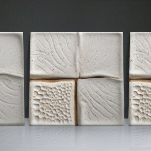 Faux Relief Glazed White Minimalist Home Decor Ceramic Tile