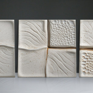 Faux Relief Glazed White Minimalist Home Decor Ceramic Tile