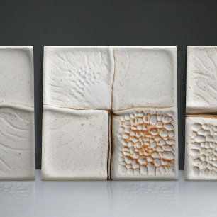 Faux Relief Glazed White Minimalist Home Decor Ceramic Tile