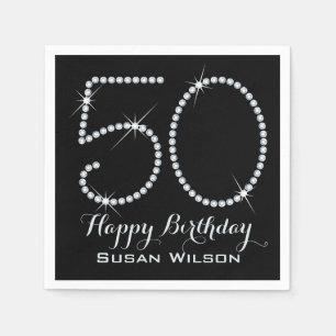Faux Rhinestone 50th Birthday Napkin