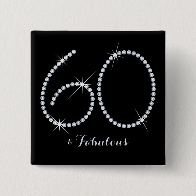 Faux Rhinestone 60th Birthday 15 Cm Square Badge (Front)