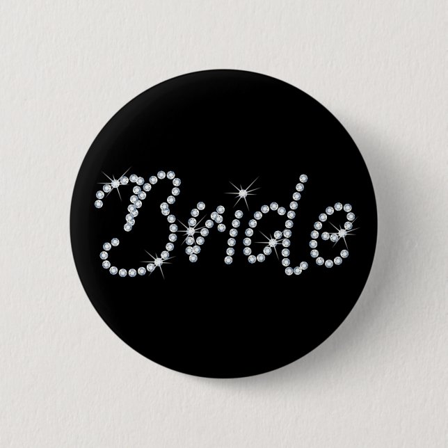 Faux Rhinestone Bride 6 Cm Round Badge (Front)