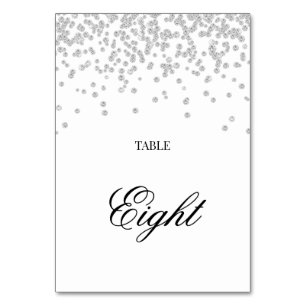 Faux Rhinestone Diamonds on White Table Number