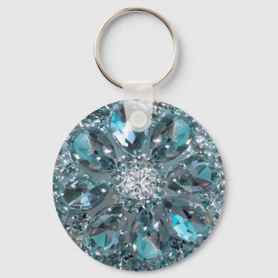 Faux Rhinestone Jewel Bling Glitzy Key Ring