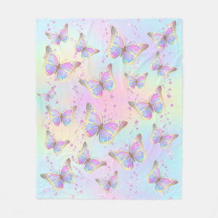 faux rhinestones pastel butterflies fleece blanket