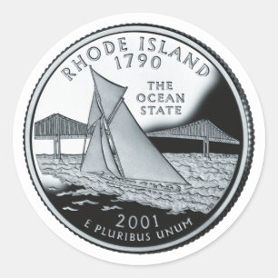 Faux Rhode Island State Quarter Classic Round Sticker