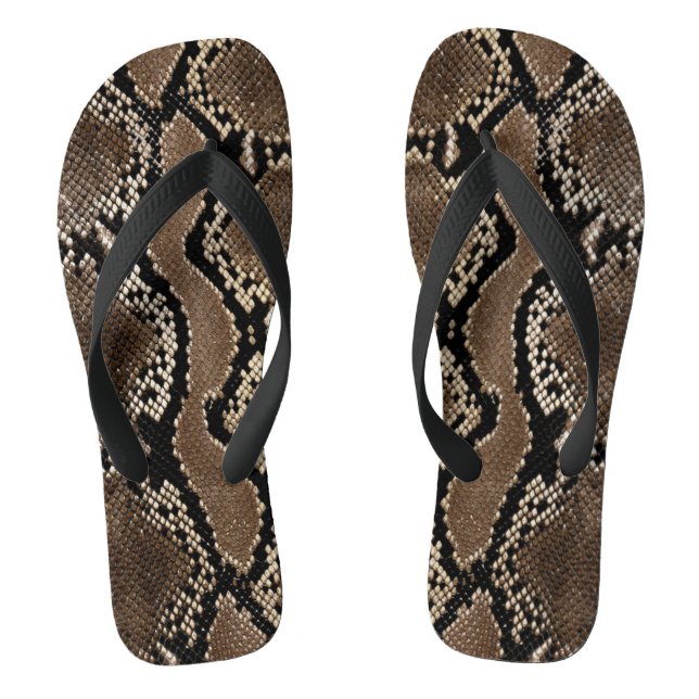 Faux Rock Python Snake Skin Thongs (Footbed)