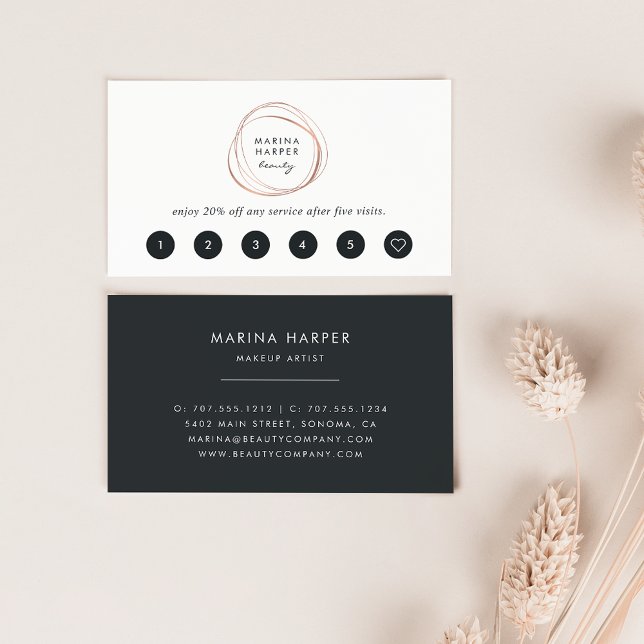 Faux Rose Gold Abstract Logo Loyalty Cards (Creator Uploaded)