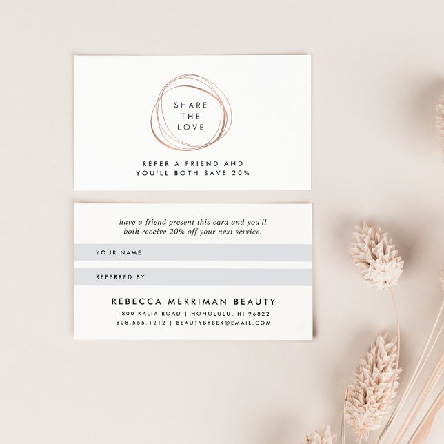 Faux Rose Gold Abstract Logo Referral Card (Creator Uploaded)