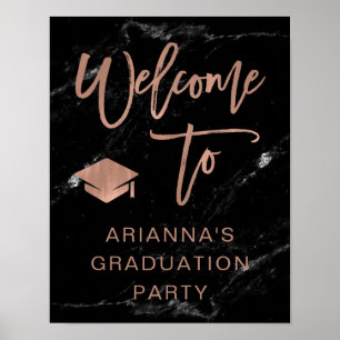 Faux Rose Gold and Marble   Grad Party Welcome Poster