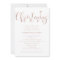 Faux Rose Gold Calligraphy Christening Invitation