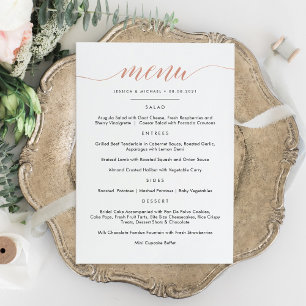 Faux Rose Gold Calligraphy Menu Flat Card