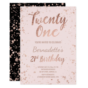 Faux rose gold confetti blush 21st Birthday Invitation