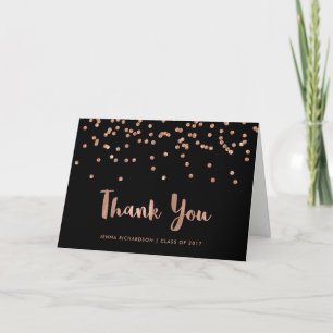 Faux Rose Gold Confetti Graduation Thank You Card