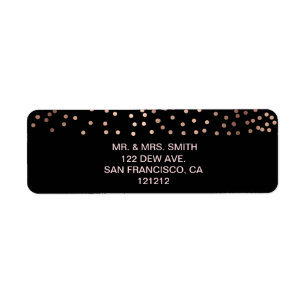 Faux Rose Gold Confetti Holiday Return Address Label