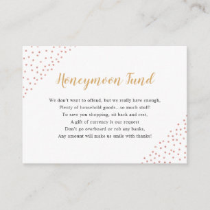 Faux Rose Gold Confetti Honeymoon Fund Enclosure Card