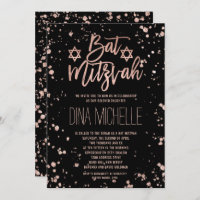 Faux rose gold confetti splatters Bat Mitzvah