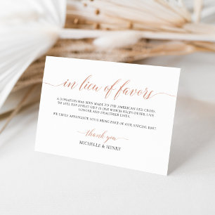 Faux Rose Gold Elegant In Lieu of Favours Card
