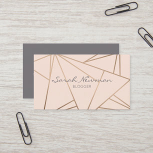 Faux rose gold elegant modern minimalist geometric business card