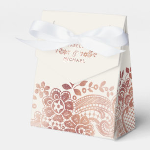 Faux rose gold elegant vintage lace wedding favour favour box