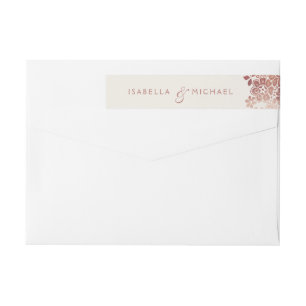 Faux rose gold elegant vintage lace wedding wrap around label