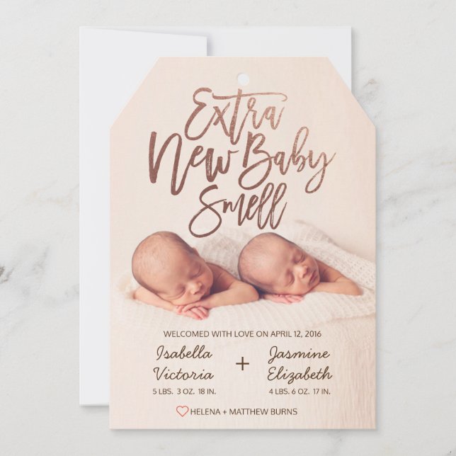 Faux Rose Gold Extra New Baby Smell Announcement (Front)