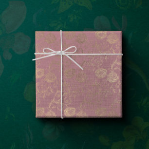 Faux Rose Gold Floral Blush Red Bean Bridal Wrapping Paper